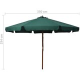  Vrtni suncobran s drvenom šipkom 330 cm zeleni | shoptok.hr