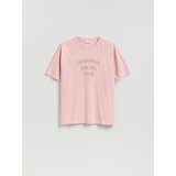 Reserved Relaxed majica kratkih rukava s printom na leđima - pastelnoružičasto | shoptok.hr