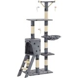 vidaXL Penjalica za mačke sa stupovima za grebanje od sisala 138 cm siva s uzorkom šapa | shoptok.hr