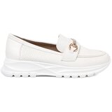 Shelvt White loafers with a decorative gold element. Cene