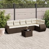 Maison Chic Seti vrtnega pohištva - Vrtna garnitura - Vrtni pohištvo set 7-delna z blazinami rjav poli ratan, (21803014) | Shoptok.si