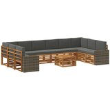 vidaXL Zunanja garnitura za sedenje 11 pcs Naravna in antracitna, (5000282407) | Shoptok.si