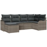 vidaXL Set vrtnog sofa od 6 komada s jastučićima sivi poli ratan, 2-sjedna vrtna sofa s jastučićima sivi poli ratan Cijene
