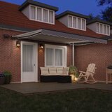  Skrovita tenda S LED lampica Svjetlosiva 400 ×350 cm tkanina | shoptok.hr