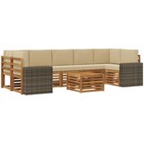  Set vanjskih sofa 8 kom. Prirodna i bež Čvrsto drvo akacije | shoptok.hr