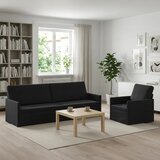  Set sofe 2 pcs Crna Baršun - Crna 1-Sjedalo + 3-Sjedalo (210 cm) | shoptok.hr