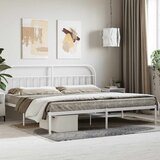  Metalni okvir za krevet s uzglavljem bijeli 200x200 cm | shoptok.hr