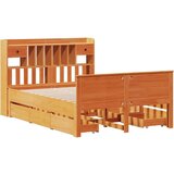 vidaXL Knjižna postelja brez vzmetnice vošč. rjava 140x200 cm borovina | Shoptok.si