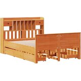 vidaXL Krevet s regalom za knjige bez madraca 140x200 cm od borovine | shoptok.hr