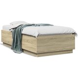  The Living Store Posteljni okvir z LED lučkami sonoma hrast 75x190 cm inž. les - Posteljni Okvir, (21501034) | Shoptok.si