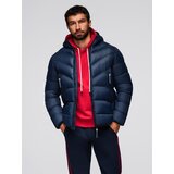 Ombre Men's long quilted jacket with large pockets - beige Cijene