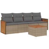 Maison Chic Seti vrtnega pohištva - Vrtna garnitura - Vrtni pohištvo set 5-delna z blazinami bež poli ratan, (21815837) | Shoptok.si
