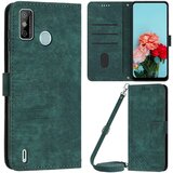 INORCO Za Tecno Spark 6 Go/Spark Go 2021/2020 usnjena torbica za denarnico za telefon, črtasto vtisnjen pokrov stojala s trakovi, (22035736) Cene