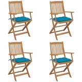 Maison Chic Zložljivi Vrtni Stoli - Stol za vrti 4 kosi z blazinami trden akacijev les JS2914, (21876059) | Shoptok.si