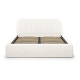 Windsor & Co Sofas Slonokoščena oblazinjena zakonska postelja s prostorom za shranjevanje z letvenim dnom 160x200 cm Juno – | Shoptok.si
