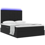  LED krevet za pohranu s madracem Crna 140 x 190 cm Baršun | shoptok.hr