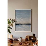Wallxpert uramljena slika 115218, apstraktni morski pejzaž sa plavim nebom i oblacima, 50 x 70 cm, beli ram u