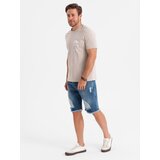 Ombre Men's short denim shorts with rips and holes - blue | shoptok.hr