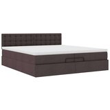 vidaXL Otomanski posteljni okvir z vzmetnico temno rjava 200x200 cm, (21670758) | Shoptok.si