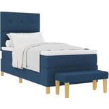  Box Spring Postelja z Blazino in Klopjo Modra 90x190 cm Tkanina, (22049546) | Shoptok.si