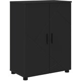 vidaXL Kopalniška omarica z vrati Črna 60 x 35 x 80 cm Konstruiran les | Shoptok.si
