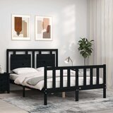  Kreveta s uzglavljem crni 4FT mali bračni masivno drvo | shoptok.hr