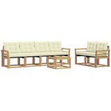 vidaXL Zunanja garnitura za sedenje z blazino 7 pcs Bela in krem, (5000271988) | Shoptok.si