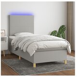 Krevet box spring s madracem LED svjetlosivi 90x190 cm tkanina | shoptok.hr