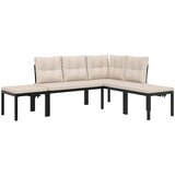  4-dijelni set vrtnih sofa s jastucima čelik obložen prahom crni | Eponuda.com