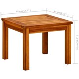 vidaXL Vrtni stolić za kavu 45 x 45 x 36 cm masivno bagremovo drvo | shoptok.hr