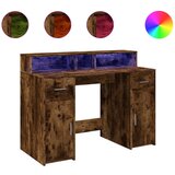 Maison Chic Pisalna miza - pisarniška miza - Računalniška miza z LED lučmi dimljeni hrast 120x55x91 cm inž. les, (21785355) Cene