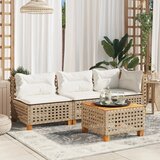  Vrtni stol bež 55 x 55 x 36 cm od poliratana i bagremovog drva | shoptok.hr