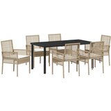  7-dijelni vrtni set za objedovanje s jastučićima Bež Poliratan | shoptok.hr