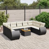  10-dijelni set vrtnih sofa s jastucima crni od poliratana Crna 70 x 62 x 69 cm | shoptok.hr
