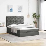 vidaXL Otomanski posteljni okvir z vzmetnico siv 140x190 cm blago | Shoptok.si