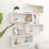 vidaXL kockaste zidne police 4 kom bijele 60 x 15 x 23 cm od iverice Cijene