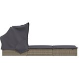 LEŽAJ za sunčanje sklopivi krov sivi 213 x 63 x 97 cm poliratan | shoptok.hr