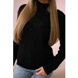 Kesi Sweater with decorative knitting in black color | shoptok.hr