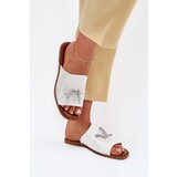 EVENTO Women's sandals on flat heel with decorative tying silver Norela Cene