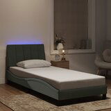 Maison Chic Posteljni okvir - Enojna postelja - Postelja za odrasle z LED lučkami svetlo siv 90x200 cm žamet, (21697214) | Shoptok.si