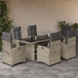  7-dijelni vrtni blagovaonski set od poliratana s jastucima sivi | shoptok.hr