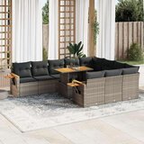 vidaXL 10-dijelni set vrtnih sofa poliratan i bagrem s jastucima sivi | shoptok.hr