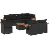  9-dijelni set vrtnih sofa s jastucima crni od poliratana | shoptok.hr