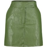 Trendyol Khaki Premium Mini A-Line Weave Faux Leather Skirt Cene