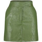 Trendyol Khaki Premium Mini A-Line Weave Faux Leather Skirt | shoptok.hr