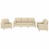  The Living Store Sedežna garnitura 3-delna z vzglavniki krem blago - Sedežna Garnitura, (21460843) | Shoptok.si