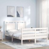  Kreveta s uzglavljem bijeli 120 x 200 cm od masivnog drva Cijene