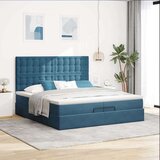  Otomanski posteljni okvir z vzmetnicami moder 200x200cm žamet, (22053199) | Shoptok.si