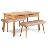 Hanah home Produžni trpezarijski sto i klupa (3 komada) Santiago 0900 Atlantic Pine Stone | ePonuda.com