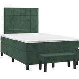 vidaXL Krevet box spring s madracem tamnozeleni 120x190 cm baršunasti - Tamnozelena 120 x 190 cm Blok s kvadratima | shoptok.hr